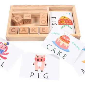 Børn Montessori Stav Ord-Spil, Træ-Toy Tidlig Læring Puslespil Brev Alfabet 3D Puslespil Baby Pædagogisk Legetøj, som Børn Xmas