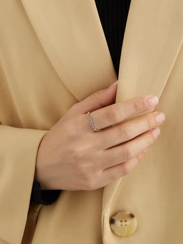 SILVERHOO Ægte 925 Sterling Sølv Regnbue Bølge Finger Ringe Til Kvinder Farverige CZ Engagement Ring Statement Smykker