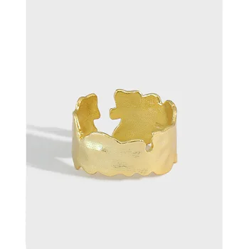 Elegant 925 Sterling Sølv Uregelmæssig Overflade Ringe Til Kvinder Finger Smykker, Enkle Engagement Ring Tilbehør