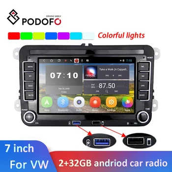 Podofo 2Din Android Bil radio 2+32G Bil Mms Til Volkswagen Skoda Octavia golf 5 6 touran passat B6 polo tiguan jetta yeti