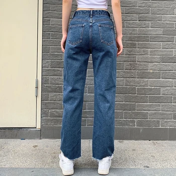 SHENGPALAE 2021 Casual Jeans Kvinde med Lange Cowboy Bukser Kvindelige Løs Streetwear Sommerfugl Broderet Lige Bukser ZA4377