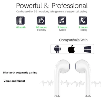 I7s TWS Mini Trådløse Bluetooth Hovedtelefoner Stereo Hovedtelefoner Headset Hovedtelefoner Mic