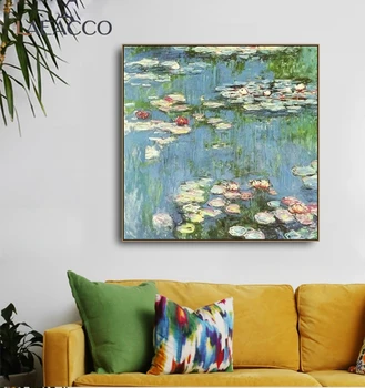 Laeacco Vand Lilje ved Cloud Monet Lærred Maleri Cuadors Plakater og Prints Væg Kunst Billeder Til Hjem Stue Wall Decor