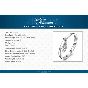 JewelryPalace Dingle Blad Charm i Ringe 925 Sterling Sølv Ringe for Kvinder Stabelbare Band Ring i Sølv 925 Smykker Fine Smykker