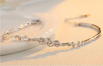 925 sterling sølv mode skinnende krystal kvindelige armbånd smykker, kvinder, damer'bracelet no fade drop shipping