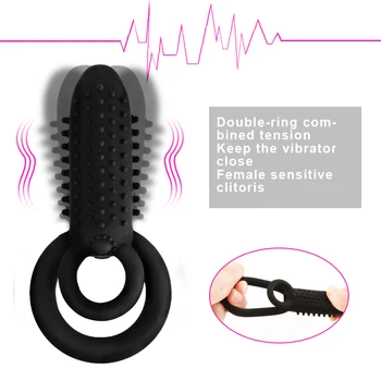 Vibrerende Mandlige Ring For Mænd Dobbelt Ring Sex Vibrator Mandlige Klitoris Stimulation Forsinke Ejakulation Erotisk Sexlegetøj For Par