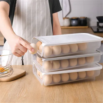 Opbevaring af æg Max Enkelt Lag med Låg, Stor Kapacitet Auto Roll Plastik Gennemsigtig Æg Tilfælde THJ99
