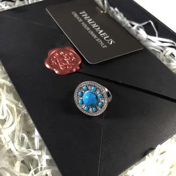 Runde Blå Ornament Ring,Europa Style Mode, Glam Gode Smykker Til Kvinder,2019 Foråret Gave I 925 Sterling Sølv,Super Tilbud