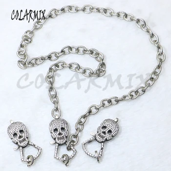 5pcs Skull smykker lås tilbehør zircon gammel sølv farve hummer for lag halskæde gør 18