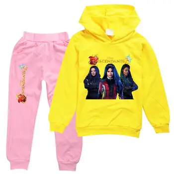 Disney Efterkommere 3 Kids Sweatshirt Trøjer Bukser Sæt 2stk Print Baby Piger Hættetrøjer Descendants3 Børn Tegnefilm Tøj