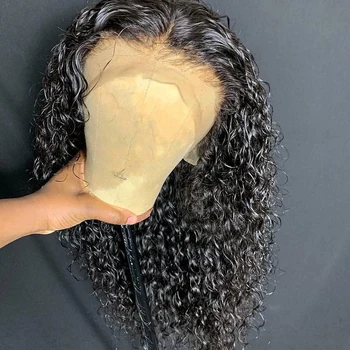 Krøllet Paryk Af Menneskehår 360 Blonder Frontal Paryk Preplucked Med Baby Hair Brasilianske Dybt Curly Usynlige Knob Naturlige Peruvianske Remy