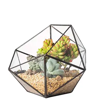 Glas Glas Terrariet Opbevaringsboks Smykker Holder,Glas Geometriske Terrarium Bordplade Sukkulent Plante, Max Plantning-Holder/Guld