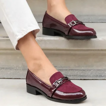 Mio Gusto Mærke Bernice Bordeaux og Navy-blå Farver i Høj Kvalitet Oxford Komfort Kvinder 's Flade Sko , sko til kvinder 2020 , designer sko , flade sko damer