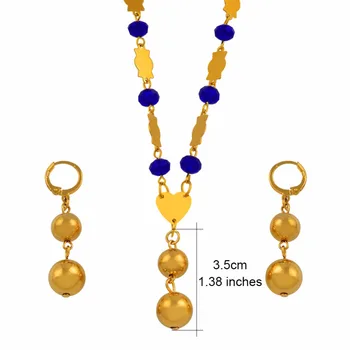 Perler, Vedhæng, Halskæder, Øreringe til Kvinder Marshall Smykke sæt Guld Farve Trendy perlesmykker Mikronesien Gaver #J0069