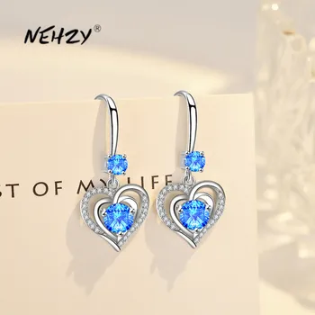 NEHZY 925 Sterling Sølv Nyt Kvinders Fashion Smykker i Høj Kvalitet Crystal Zircon Krog Type med Lang Kvast hjerteformede Øreringe