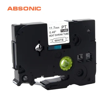 Absonic HSe-231 HSE231 17.7mmX1.5m Sort på Hvidt Heat Shrink Tube Tag Tape-Kompatible Brother PTE300 PTE500 PTE550W Printer