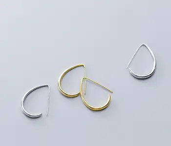 Minimalistisk 1pair Fast. 925 Sterling Sølv smykker, Hvid/ Guld med Blank Uregelmæssige Geometriske ØRE Øreringe GTLE2655