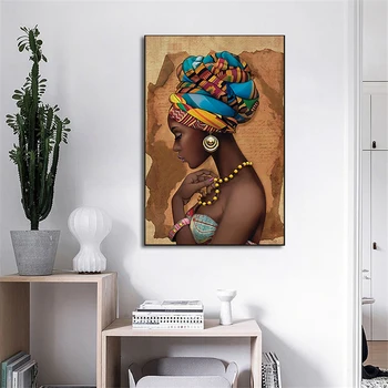 Afrika Væg Kunst, Lærred Maleri Sort Kvinde, Plakater og Prints Væg Billeder til Stue Dekoration Moderne Hjem Decor Cuadro