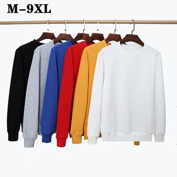 150kg solid color 6-farve rund hals sweater mænd og kvinder plus fedt XL forår og efterår fritid sport langærmet sweater 9x