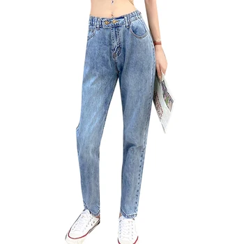 Kvinder Blå Denim Jeans College Studerende, Høj Talje Plus Size L-8XL Ladies Casual Jeans Loose Seje Damer