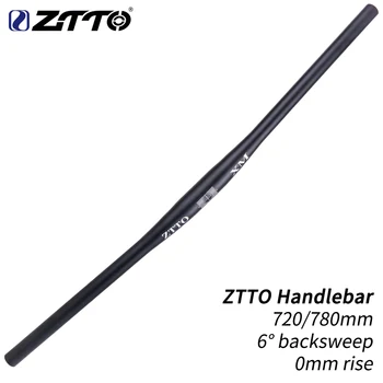 ZTTO XM MTB Cykelstyr Sort Styret 720mm 780mm 31,8 mm Aluminium Flad Bar Lige Tykke Rør 6 grader Backsweep