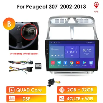 2G+32G Android 10 Til PEUGEOT 307 307 sw 2002 - 2013 Bil Radio Mms Video-Afspiller, GPS Navigation 2-din dvd-mic wifi cam-i