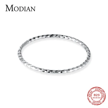 Modian Ægte 925 Sterling Sølv Rund Cirkel Slank Finger Ring for Kvinder Simple Geometriske Ringe Mode Fine Smykker Bijoux