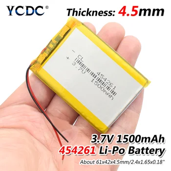 YCDC 1/2/4stk 3,7 V Lithium-Polymer-Batteri 454261 MP3-MP4 MP5 GPS Bluetooth Lille Stereo 1500 mAh Genopladelige Batterier