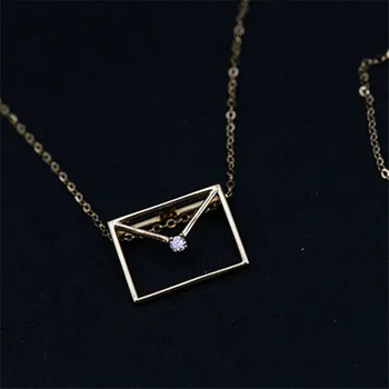 925 Sterling Sølv Enkelt Diamant Konvolut Halskæde Kvinder Mode Bryllup Smykker Tilbehør Kæreste Gave