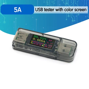 5A USB-tester farve tv med Spænding amperemeter strøm kapacitet hurtig opladning protokol oplader opladning skat