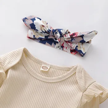 Nyfødte Tøj Baby Pige Tøj Efteråret Mode Solid Romper Heldragt+Blomster Hofteholder Nederdele/Bukser +Pandebånd Gratis Skibet Z4