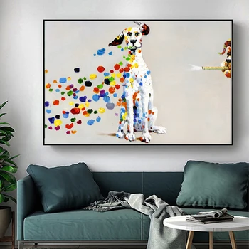 Væggen Udskriver Indretning Plakat Kunst dyreprint Olie Maleri på Lærred Farverige Hund Billede til stuen Home Decor Uden Ramme