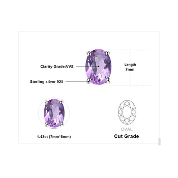 JewelryPalace 1.4 ct Ægte Ametyst Stud Øreringe af 925 Sterling Sølv Øreringe til Kvinder koreanske Earings Mode Smykker 2021