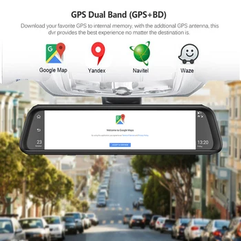 2021 Nye 12 Tommer bakspejlet Bil DVR 4 Kanal Kameraer Android 5.1 ADAS Dash Cam GPS 4G Wifi Phone APP Video-Optager