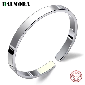 BALMORA Ægte 999 Rent Sølv Simple Armbånd til Kvinder, Mænd, Par års Jubilæum Gaver Vintage Cool Fashion Smykker Pulsera