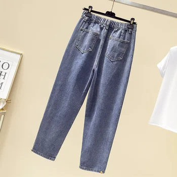 Jeans Til Kvinder Plus Size Efteråret Høj Waiste Løs Skyllemiddel Ankel-længde Mødre Denim Harem Bukser 4xl 5xl