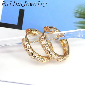 5Pairs,Cubic Zirconia Stor Cirkel Hoop Guld Farve, Women ' s Fashion Party Smykker CZ Brincos