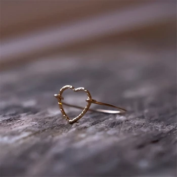 14K Guld Fyldt Hjerte-formede Ringe Kno Ring Minimalisme Guld Smykker Anillos Mujer Bague Femme Boho Aneis Ring For Kvinder