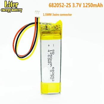 1,5 MM 3wire stik 682052-2S 3,7 V 1250 mAh Lithium polymer Batteri Til Pet GPS-Jagt hund, GPS, MP3-MP4, DVR