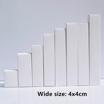 50stk - Blank Hvidt Papir Box til Slanke Rør Emballage Håndværk Gave Kraftpapir Kasser