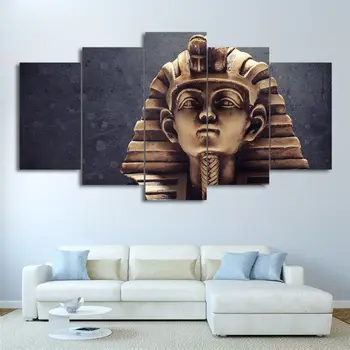 Lærred Til Væg Kunst Malerier Hjem Decor 5 Stykker Egyptiske Pyramider, Sfinksen Billeder Stue Modulære Print Faraoer Statue Plakat