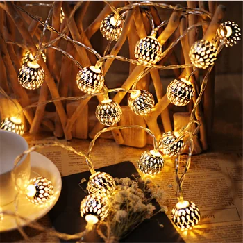 Hot LED Hollow Marokkanske Bolden Lys String Smedejern Lanterne Jul Romantisk Bar Gave julefrokost Dekoration Guirlande.8z