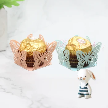50 Stk Butterfly Laser Cut Candy Bar Bryllup Favoriserer Og Gaver Perle Papir Chokolade Holder Part Favoriserer Baby Shower-SE