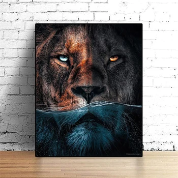 Afrikanske Store Løve, Leopard Kat Dyr Lærred Maleri Væg Kunst, Plakater, Print Moderne Kunst Billeder i Livingroom Indretning Hjem
