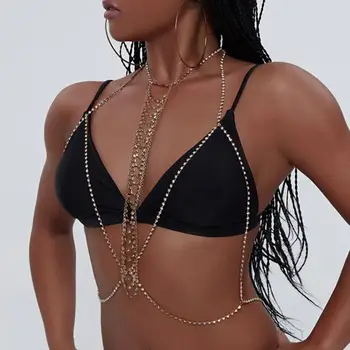 StoneFans Sexet Satin Bh Kæde Top Halskæde til Kvinder Bling Gotiske Brystet Krop Kæde Beach Bikini Smykker Gave