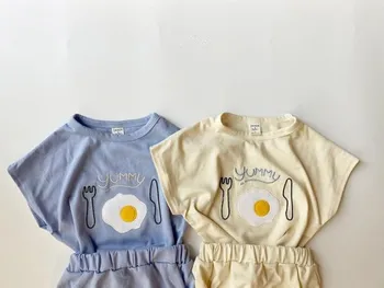 Sommer sæt modeller spædbarn kortærmet T-shirt + shorts Broderi bomuld kortærmet passer til baby tøj