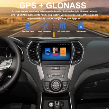 9 Tommer Android 7.1 8.0 Bil GPS navi mms For Hyundai Santa Fe IX45 2013 2016 ingen DVD-afspiller båndoptager enhed