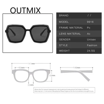 OUTMIX Fashion Square Solbriller Kvinder Vintage Stor Ramme Klar Linse til Damer Gradient Sol Briller Brand Designer Sorte Nuancer