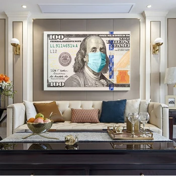 Home Decor Dollar Modulære Plakat Iført En Maske, Billeder Figur Væg Kunst, Lærred Trykt Æstetisk Moderne Maleri Stue