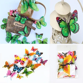 12PCS 3D Lag Butterfly Wall Sticker Sommerfugle Dekoration Bryllup Jungle Safari Part Haven Indretning fødselsdagsfest